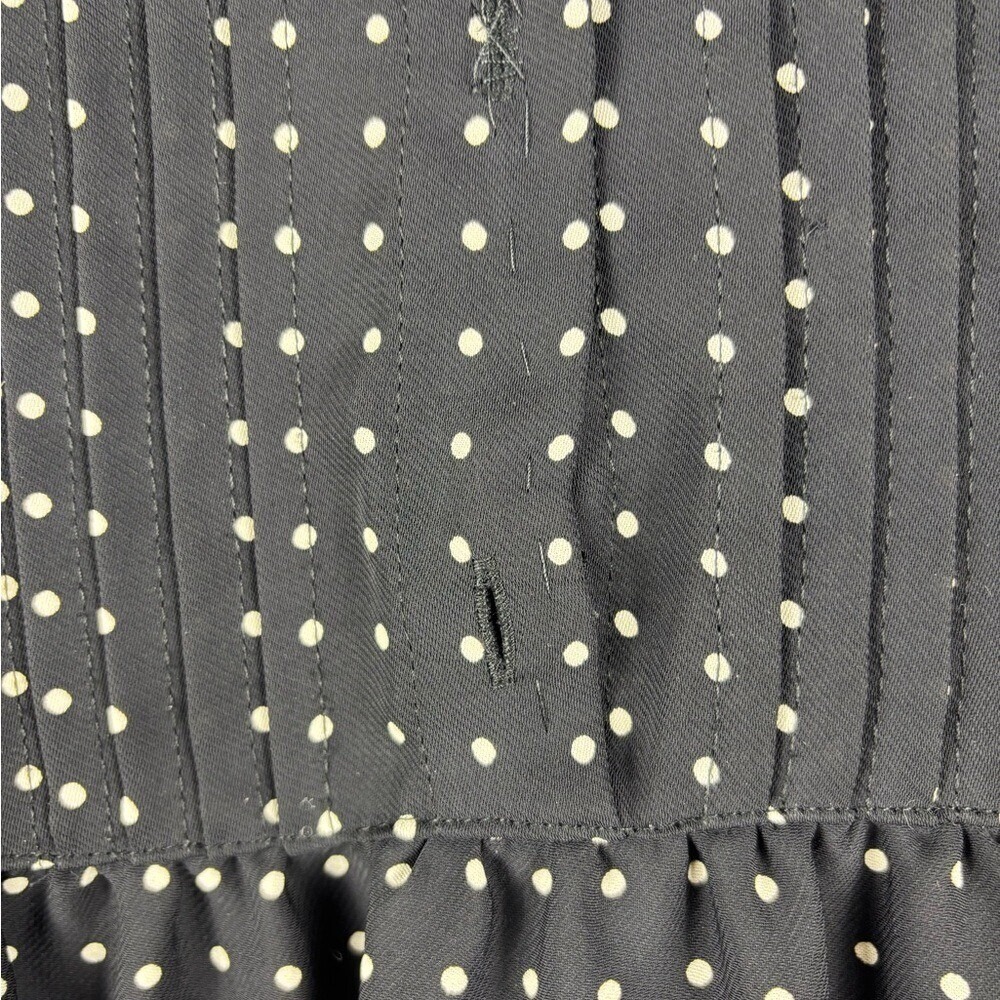 The Kooples Medium Black and White Polka Dot Pleated Collared Dress Lace Teacher - Picture 7 of 13